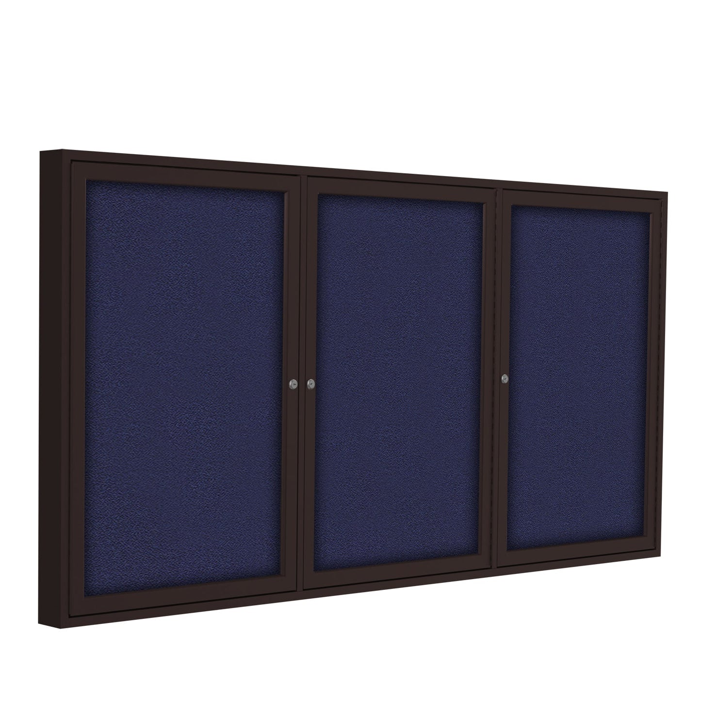 Ghent 3 Door Enclosed Fabric Bulletin Board, Bronze Aluminum Frame, 3'H x 6'W (GHE - PB33672F - XX) - SchoolOutlet