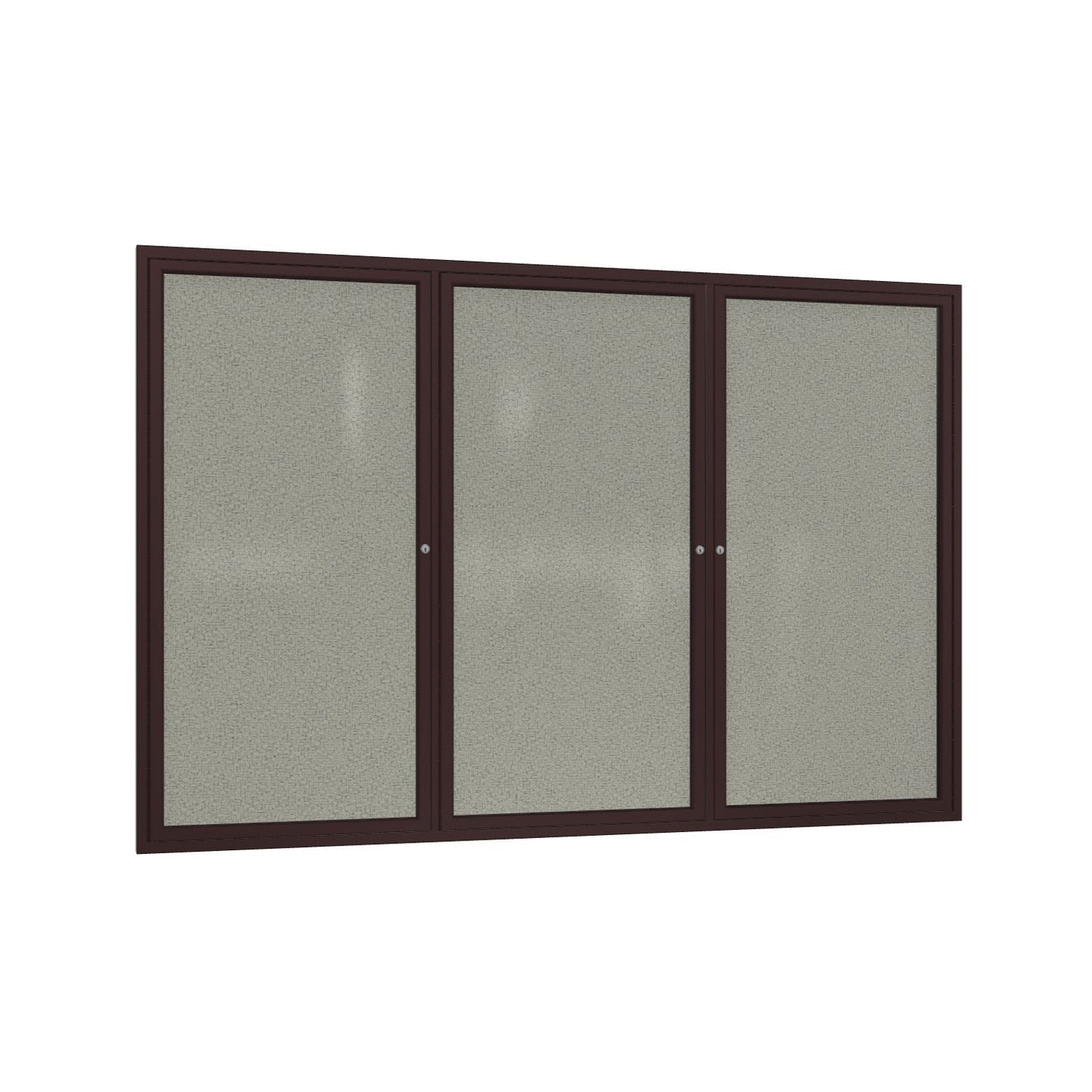 Ghent 3 Door Enclosed Fabric Bulletin Board, Bronze Aluminum Frame, 3'H x 6'W (GHE - PB33672F - XX) - SchoolOutlet
