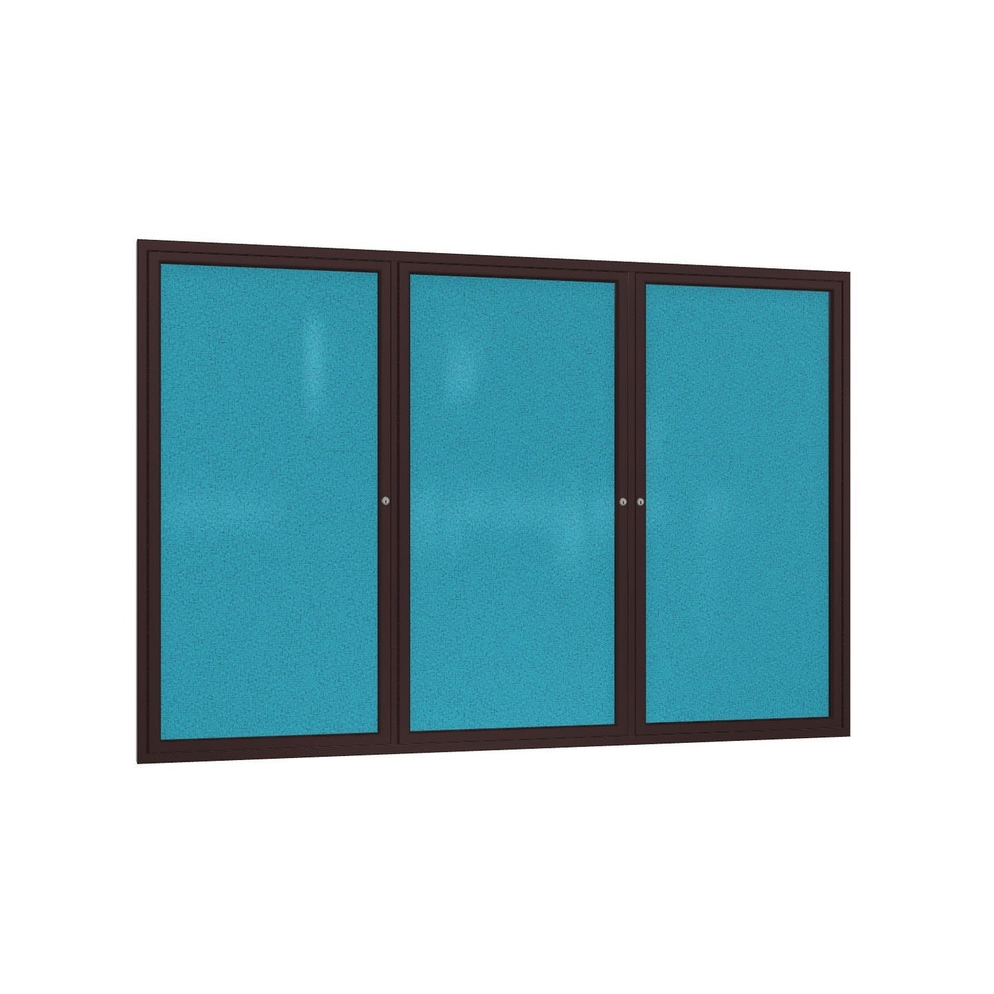 Ghent 3 Door Enclosed Fabric Bulletin Board, Bronze Aluminum Frame, 3'H x 6'W (GHE - PB33672F - XX) - SchoolOutlet