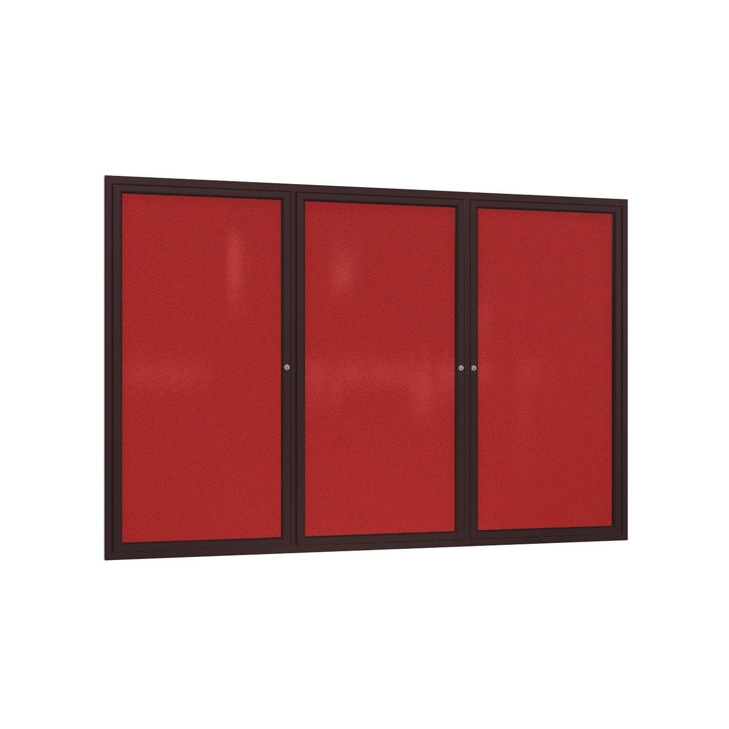 Ghent 3 Door Enclosed Fabric Bulletin Board, Bronze Aluminum Frame, 3'H x 6'W (GHE - PB33672F - XX) - SchoolOutlet