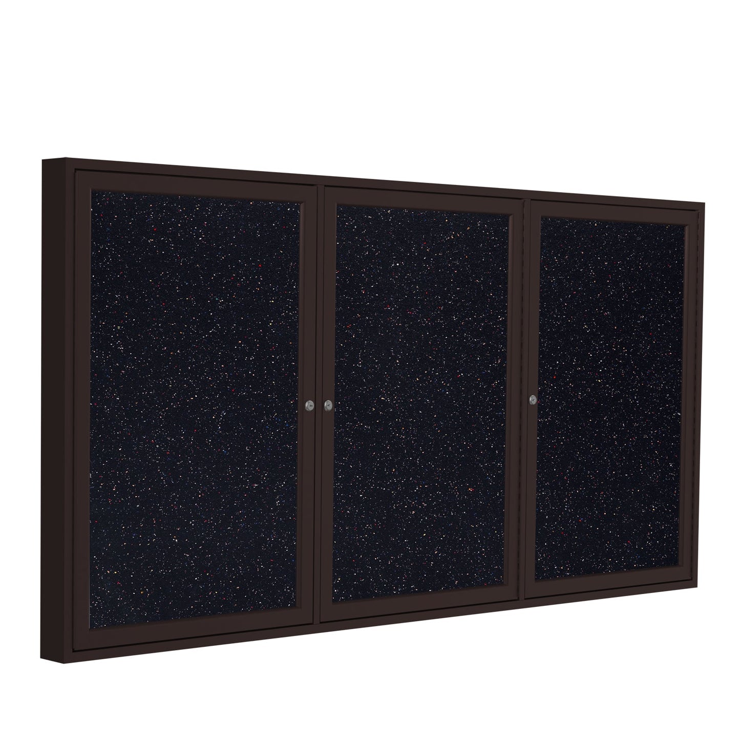 Ghent 3 Door Enclosed Recycled Rubber Bulletin Board, Bronze Aluminum Frame, 3'H x 6'W (GHE - PB33672TR - XX) - SchoolOutlet