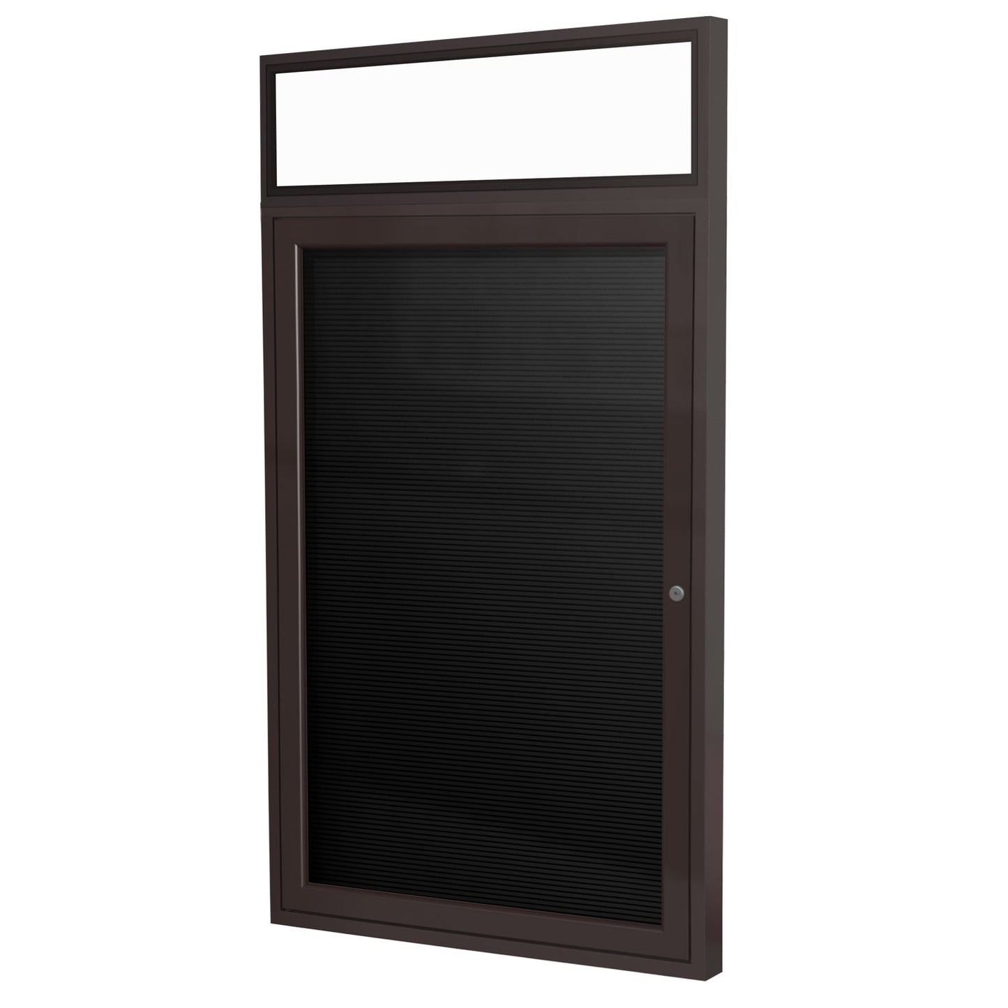 Ghent Indoor/Outdoor Enclosed Vinyl Letter Board, Illuminated Headliner Frame, Bronze Aluminum, 36"H x 30"W, 1 Door, Black (GHE - PBBLX3 - BK) - SchoolOutlet