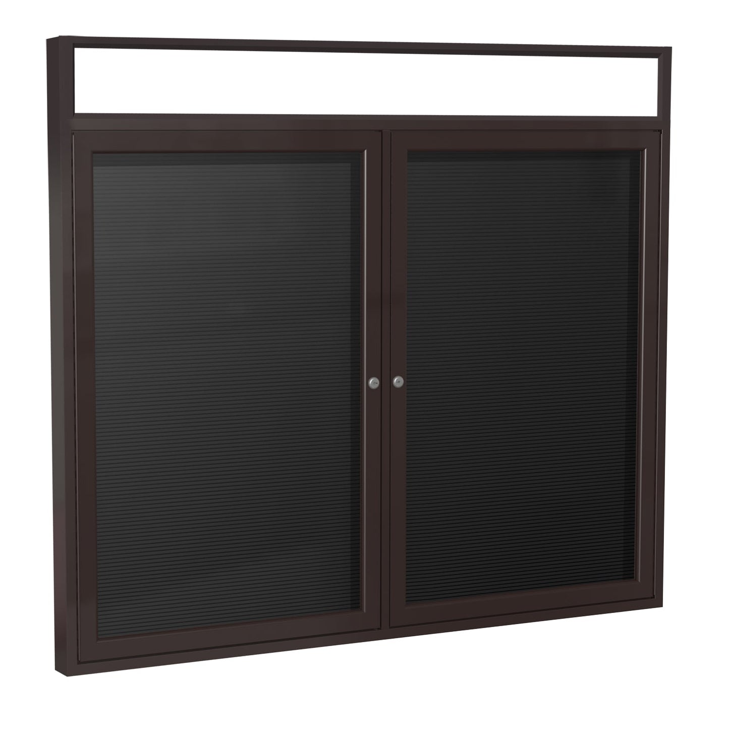 Ghent Indoor/Outdoor Enclosed Vinyl Letter Board, Headliner Frame, Bronze Aluminum, 3'H x 5'W, 2 Door, Black (GHE - PBBX6 - BK) - SchoolOutlet