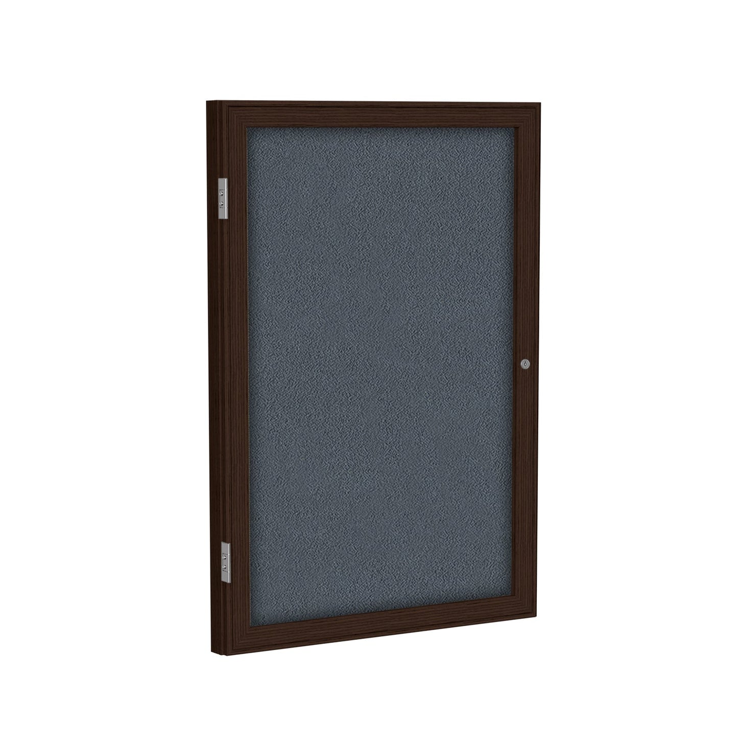Ghent 1 Door Enclosed Fabric Bulletin Board, Walnut Wood Frame, 3'H x 2'W (GHE - PN13624F - XX) - SchoolOutlet