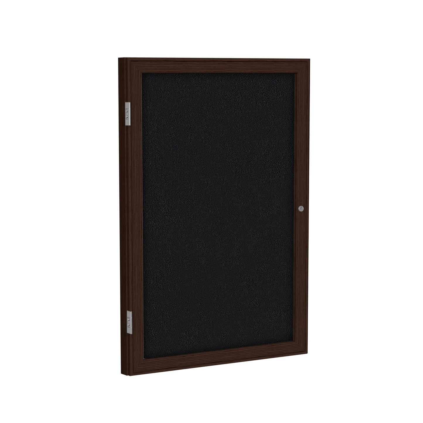 Ghent 1 Door Enclosed Fabric Bulletin Board, Walnut Wood Frame, 3'H x 2'W (GHE - PN13624F - XX) - SchoolOutlet