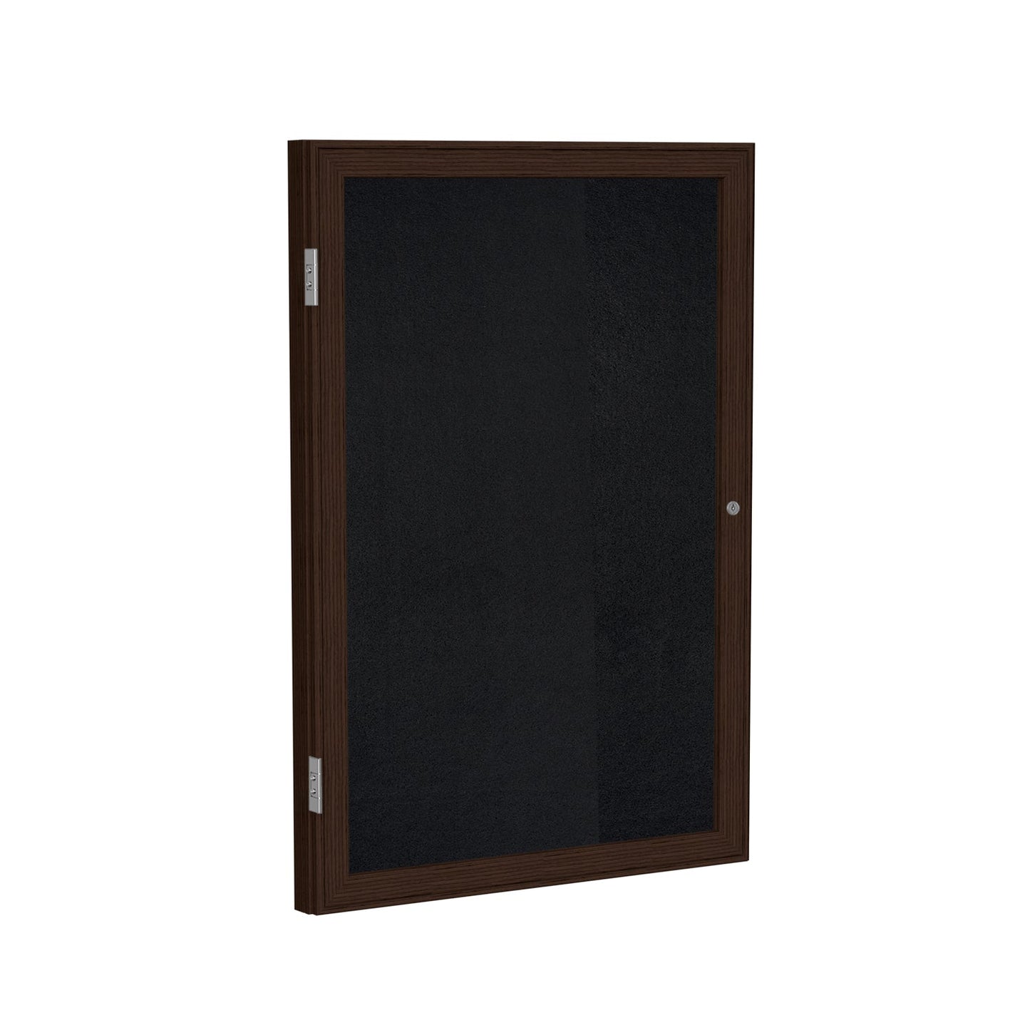 Ghent 1 Door Enclosed Recycled Rubber Bulletin Board, Walnut Wood Frame, 3'H x 2'W (GHE - PN13624TR - XX) - SchoolOutlet