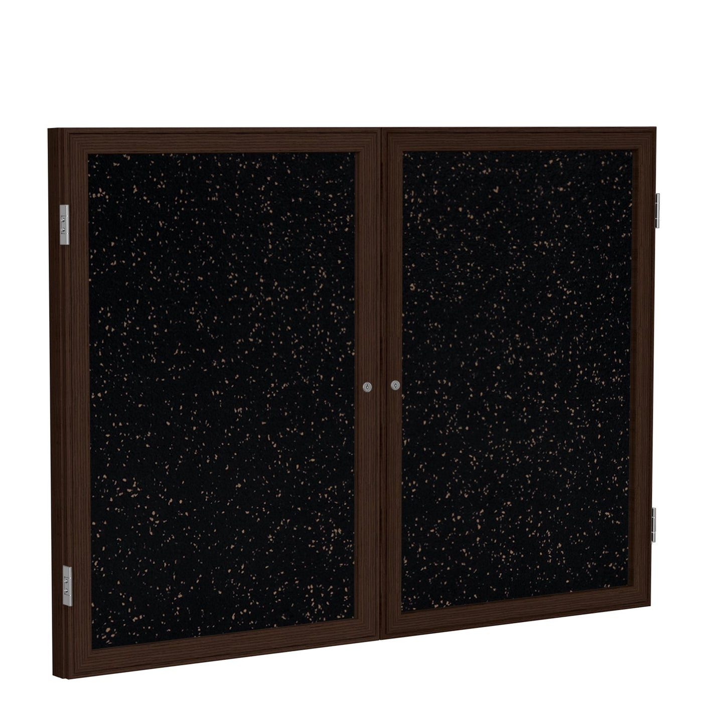 Ghent 2 Door Enclosed Recycled Rubber Bulletin Board, Walnut Wood Frame, 3'H x 4'W (GHE - PN23648TR - XX) - SchoolOutlet