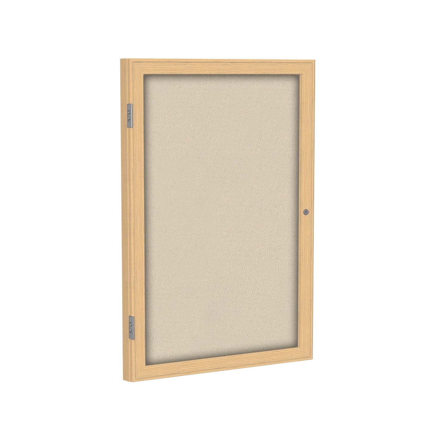 Ghent 1 Door Enclosed Fabric Bulletin Board, Oak Wood Frame, 3'H x 2'W (GHE - PW13624F - XX) - SchoolOutlet