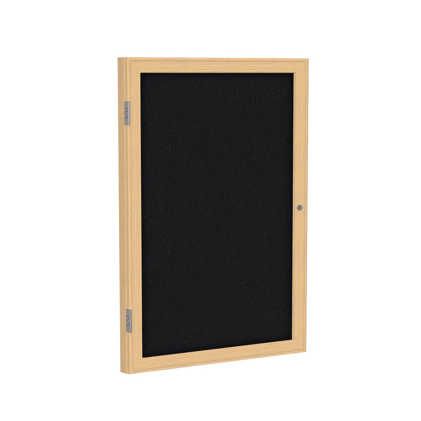 Ghent 1 Door Enclosed Fabric Bulletin Board, Oak Wood Frame, 3'H x 2'W (GHE - PW13624F - XX) - SchoolOutlet