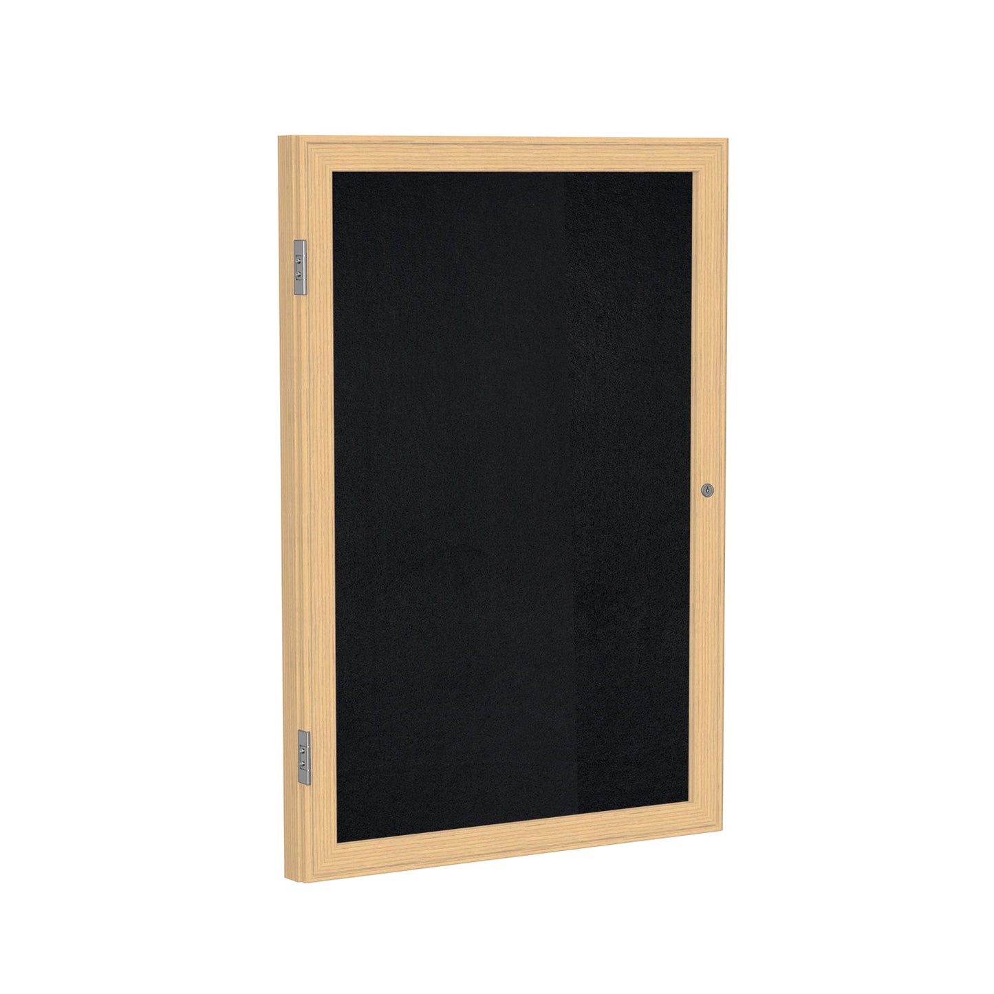 Ghent 1 Door Enclosed Recycled Rubber Bulletin Board, Oak Wood Frame, 3'H x 2'W (GHE - PW13624TR - XX) - SchoolOutlet