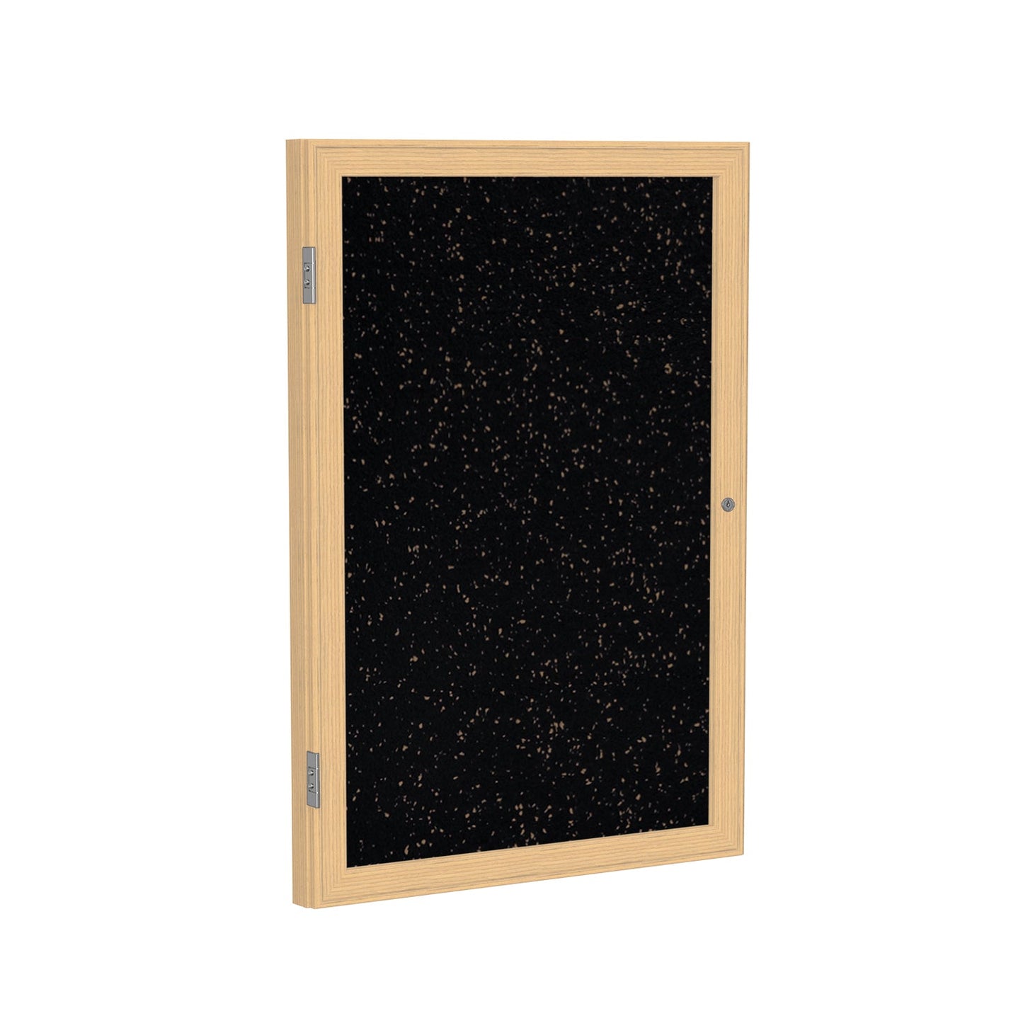 Ghent 1 Door Enclosed Recycled Rubber Bulletin Board, Oak Wood Frame, 3'H x 2'W (GHE - PW13624TR - XX) - SchoolOutlet