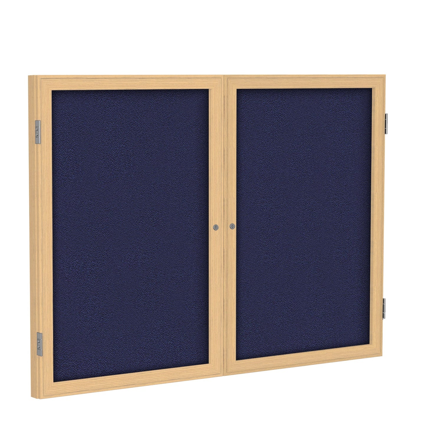 Ghent 2 Door Enclosed Fabric Bulletin Board, Oak Wood Frame, 3'H x 4'W (GHE - PW23648F - XX) - SchoolOutlet