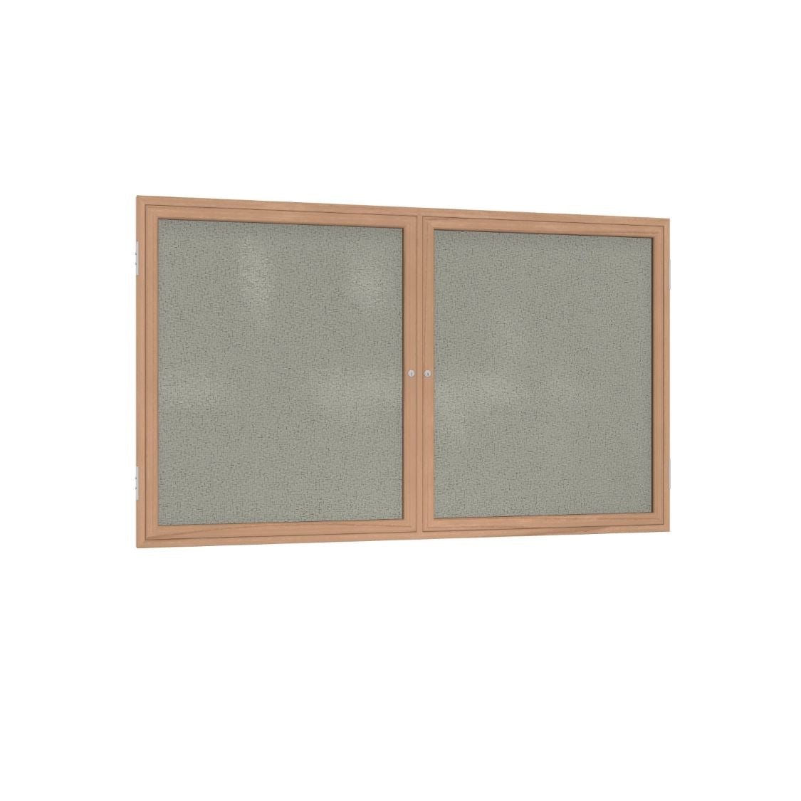 Ghent 2 Door Enclosed Fabric Bulletin Board, Oak Wood Frame, 3'H x 4'W (GHE - PW23648F - XX) - SchoolOutlet
