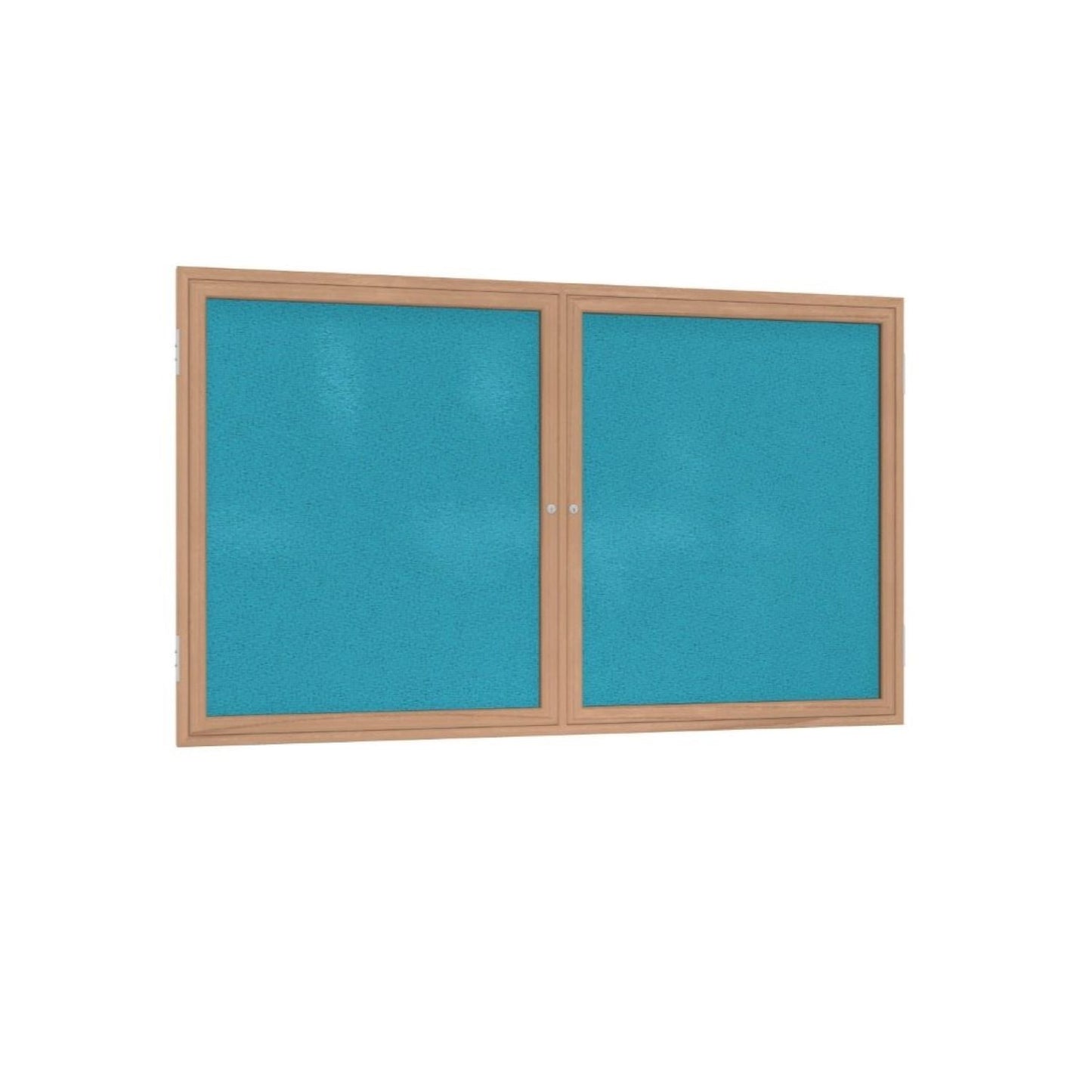 Ghent 2 Door Enclosed Fabric Bulletin Board, Oak Wood Frame, 3'H x 4'W (GHE - PW23648F - XX) - SchoolOutlet