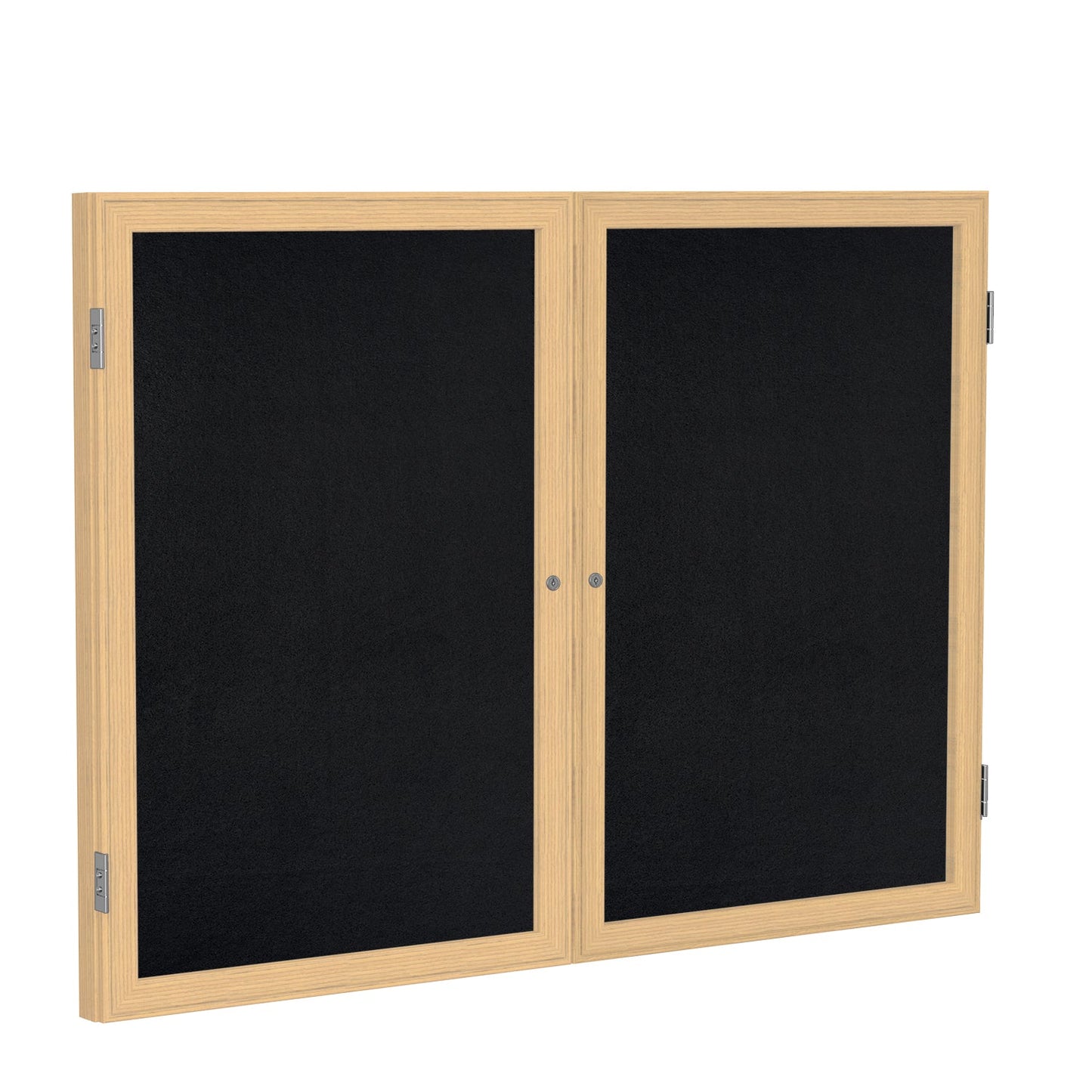 Ghent 2 Door Enclosed Recycled Rubber Bulletin Board, Oak Wood Frame, 3'H x 4'W (GHE - PW23648TR - XX) - SchoolOutlet