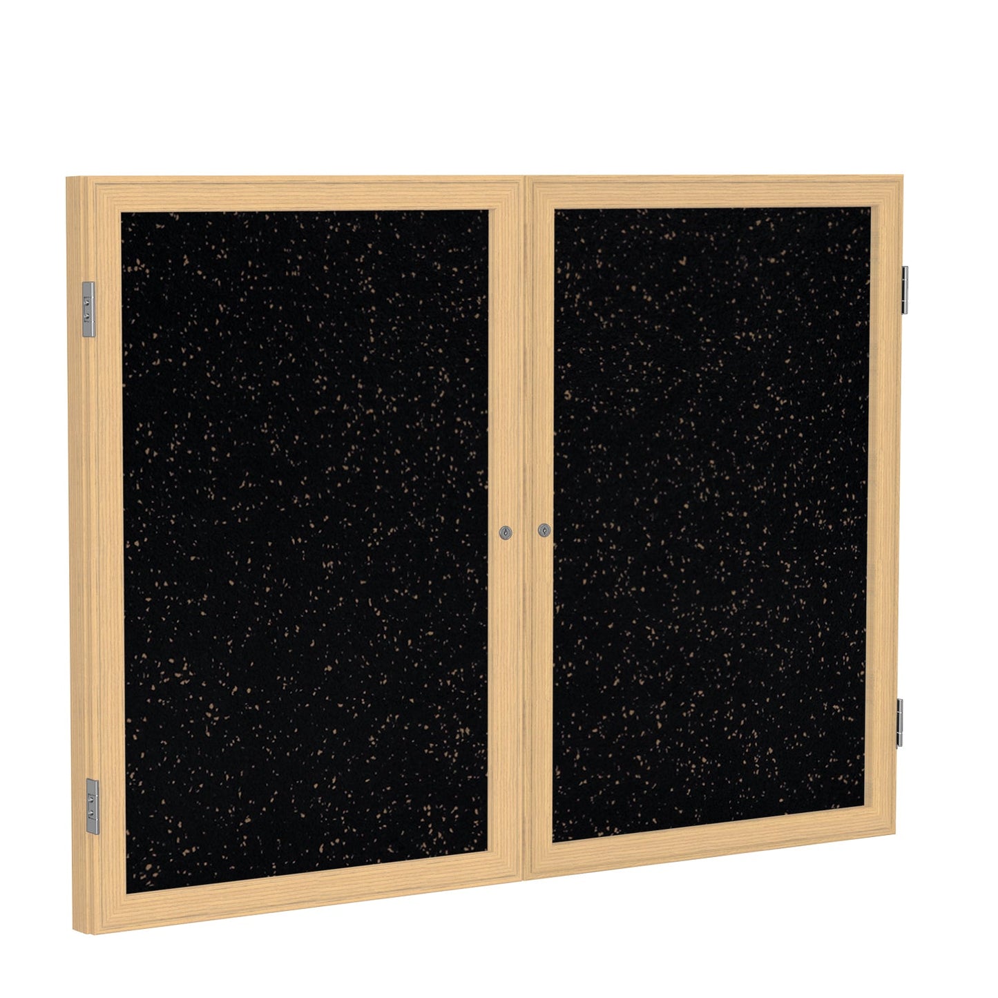 Ghent 2 Door Enclosed Recycled Rubber Bulletin Board, Oak Wood Frame, 3'H x 4'W (GHE - PW23648TR - XX) - SchoolOutlet