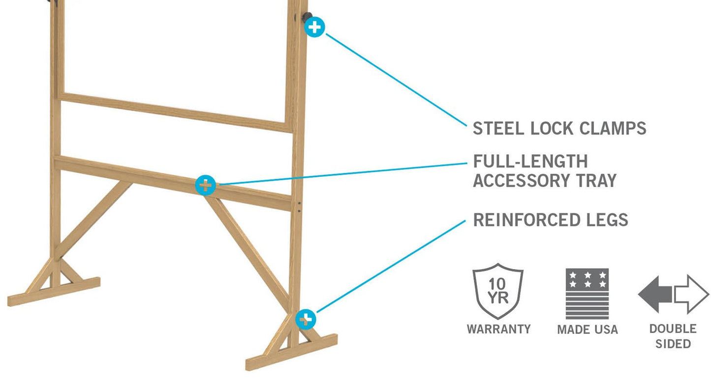 Ghent Reversible Whiteboard / Cork Bulletin Board, Wood Frame, 3'H x 4'W (GHE - RMK34) - SchoolOutlet