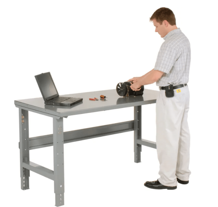 Global Industrial Adjustable Height Workbench, 48"W x 36"D, Steel Square Edge, Gray (GLB - 183151) - SchoolOutlet