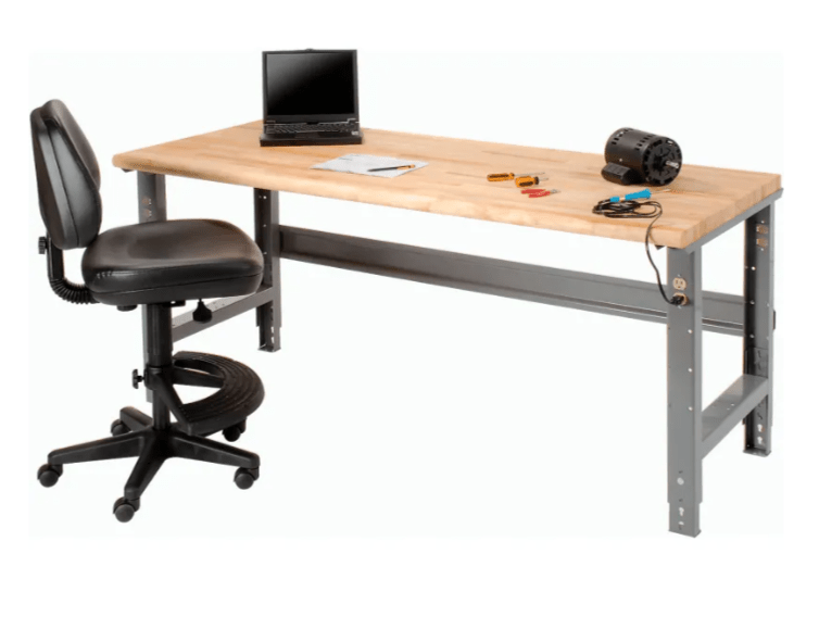 Global Industrial Adjustable Height Workbench, 72"W x 30"D, Maple Butcher Block Safety Edge, Gray (GLB - 183988) - SchoolOutlet