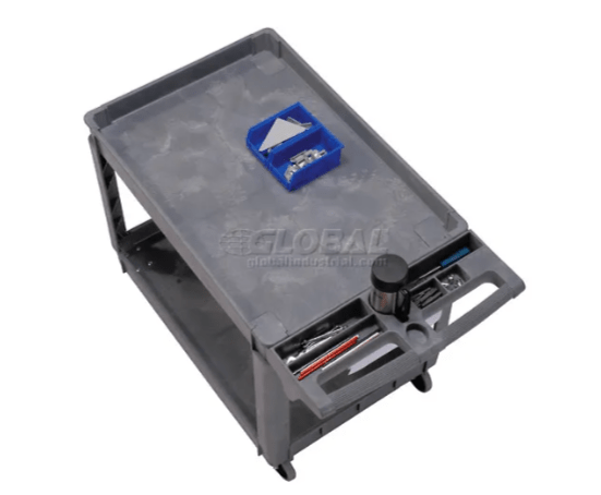 Global Industrial Utility Cart w/2 Shelves & 5" Casters, 500 lb. Capacity, 46"L x 25"W x 33"H (GLB - 242081) - SchoolOutlet
