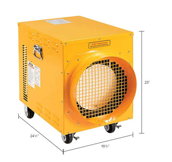 Global Industrial Portable Electric Heater, Adjustable Thermostat, 208V, 3 Phase, 15000W (GLB - 246552) - SchoolOutlet