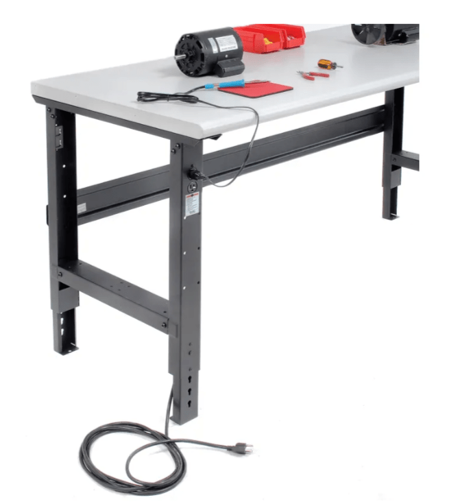 Global Industrial 72"W x 36"D Adjustable Height Workbench C - Channel Leg - ESD Safety Edge - Black (GLB - 250227BK) - SchoolOutlet