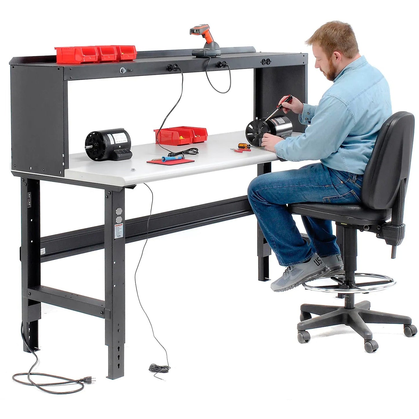 Global Industrial 72"W x 36"D Adjustable Height Workbench C - Channel Leg - ESD Safety Edge - Black (GLB - 250227BK) - SchoolOutlet