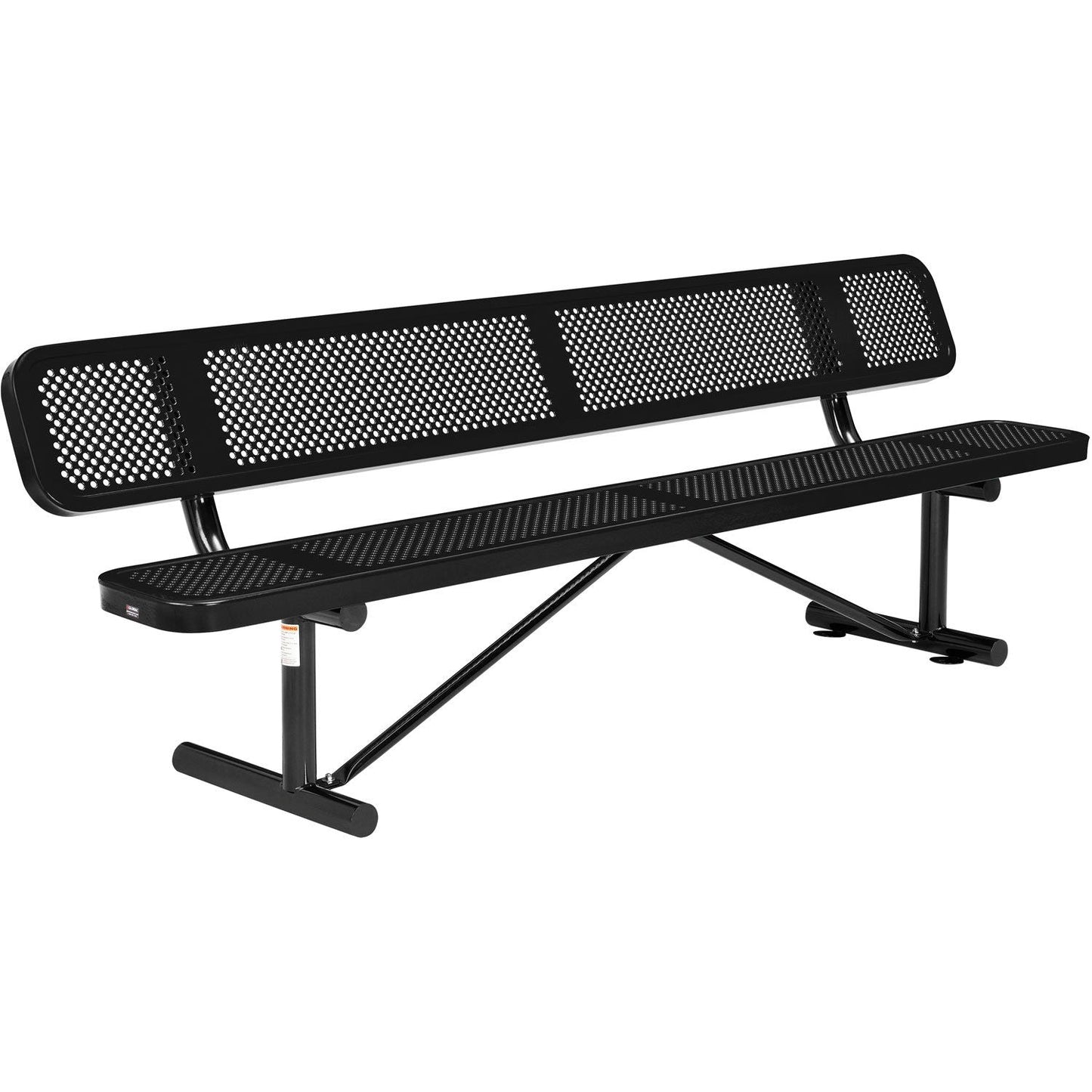 Global Industrial 8' Outdoor Steel Picnic Bench w/ Backrest Perforated Metal (GLB - 262077) - SchoolOutlet