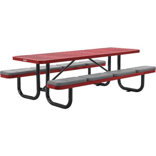 Global Industrial 8' Rectangular Picnic Table w/ Seat Cushions, Expanded Metal (GLB - 277153XXXKD) - SchoolOutlet