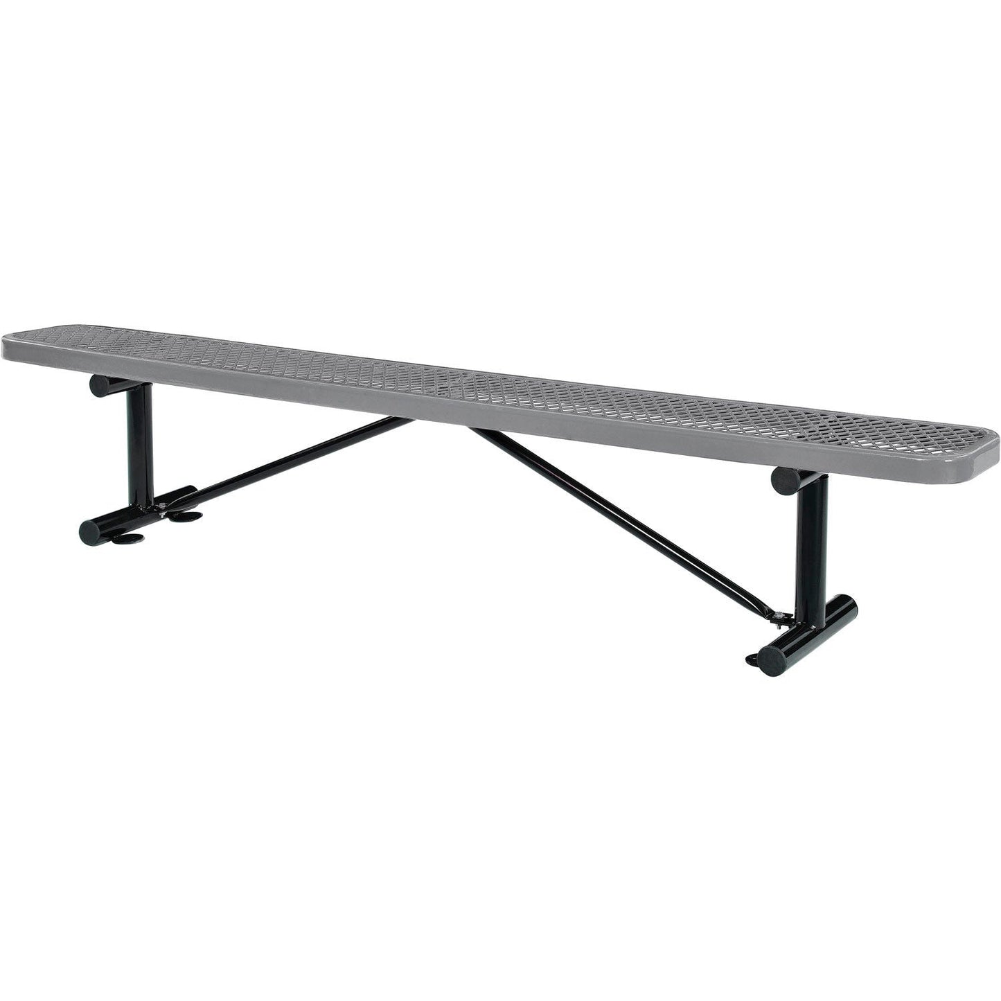 Global Industrial 8' Outdoor Steel Flat Bench Expanded Metal Gray (GLB - 277157GY) - SchoolOutlet