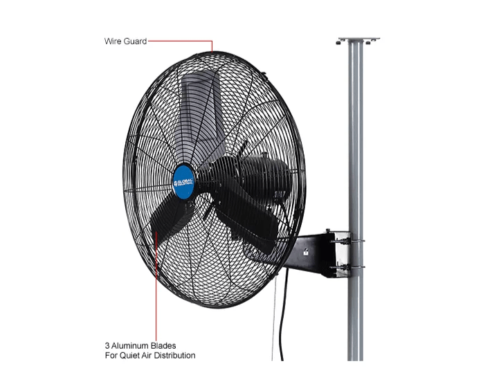 Global Industrial 24" Deluxe Oscillating Fan, Pole or Column Mount, 8,650 CFM, 1/2 HP (GLB - 293157) - SchoolOutlet