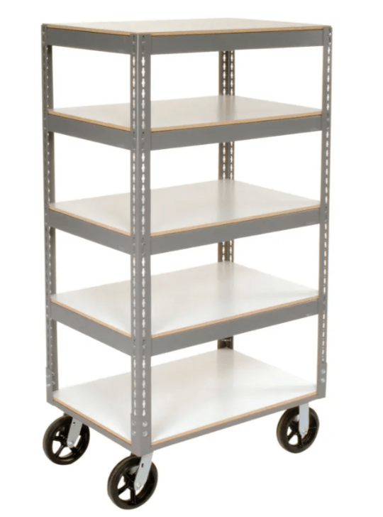 Global Industrial Boltless Shelf Truck w/5 Shelves & Rubber Casters, 36"L x 24"W x 68"H, Gray (GLB - 330420) - SchoolOutlet