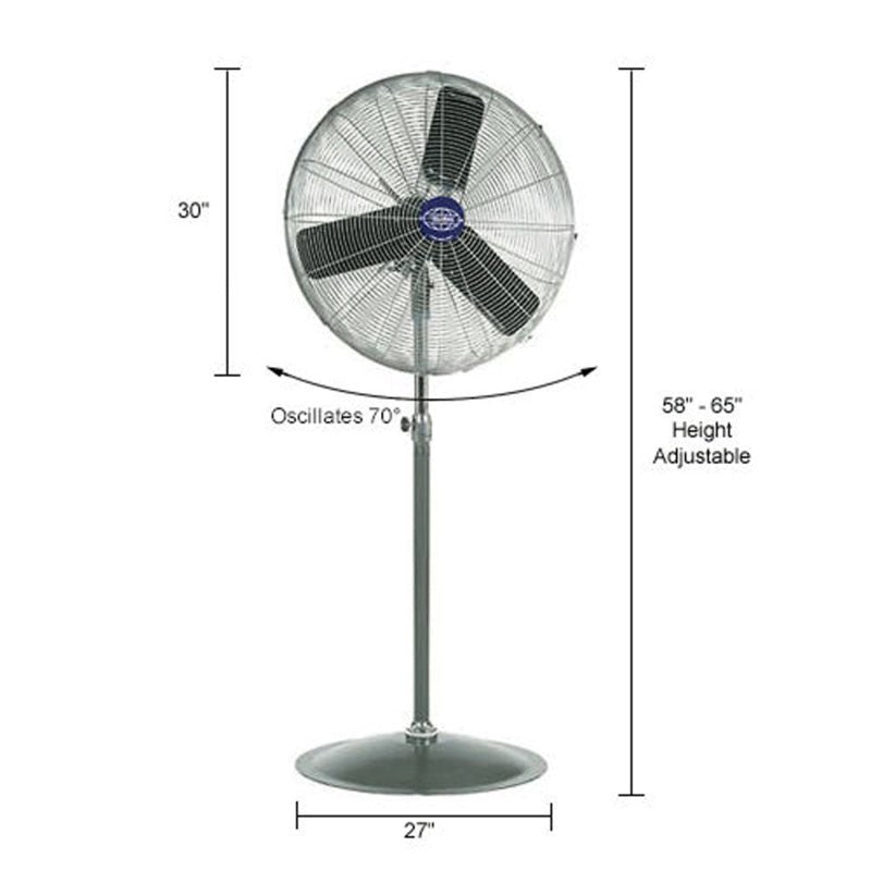 Global Industrial 30" Oscillating Pedestal Fan, 8,775 CFM, 1/3 HP, 1 Phase (GLB - 585280) - SchoolOutlet