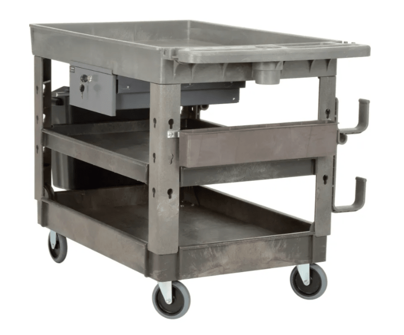 Global Industrial Tray Top Utility Cart w/3 Shelves, 44"L x 25 - 1/2"W x 32 - 1/2"H, Gray (GLB - 800307) - SchoolOutlet