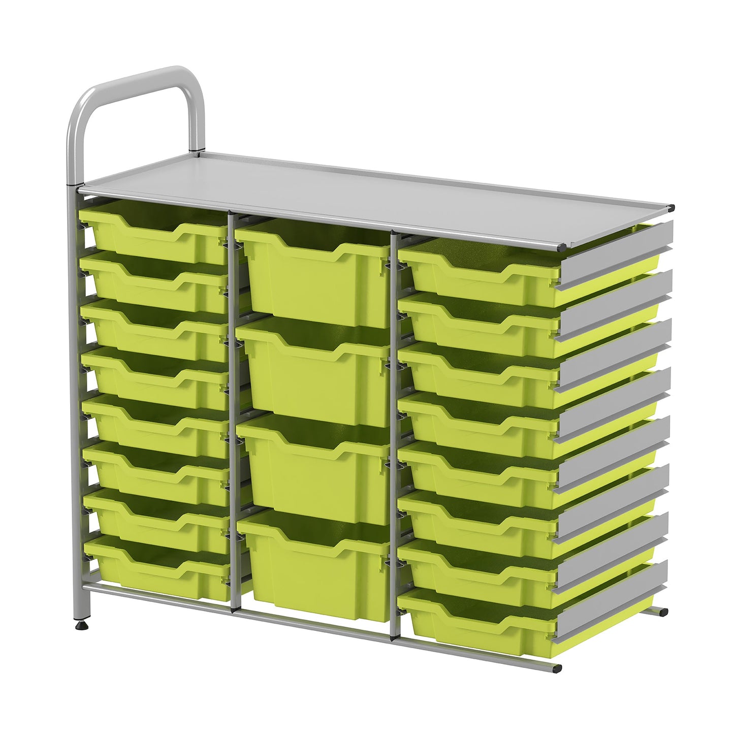 Gratnells Callero Custom Low Level 16 Shallow and 4 Deep Tray Adder Unit in Silver (GRA - CADD2144) - SchoolOutlet
