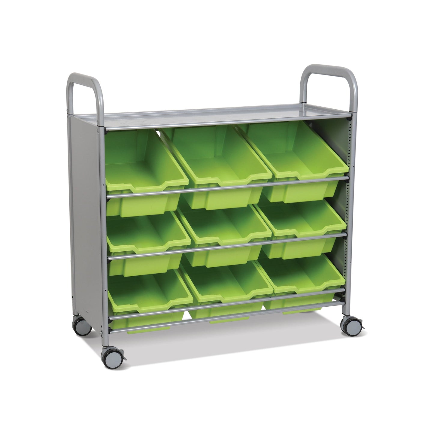 Gratnells Callero Tilted Tray Cart in Silver w/ 9 Deep Trays (GRA - SSET0144) - SchoolOutlet