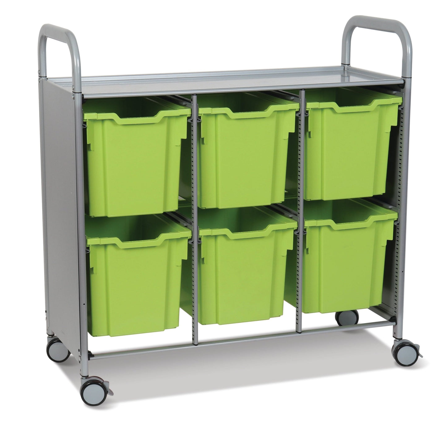 Gratnells Callero Triple Cart in Silver with 6 Jumbo F3 Trays (GRA - SSET0844) - SchoolOutlet