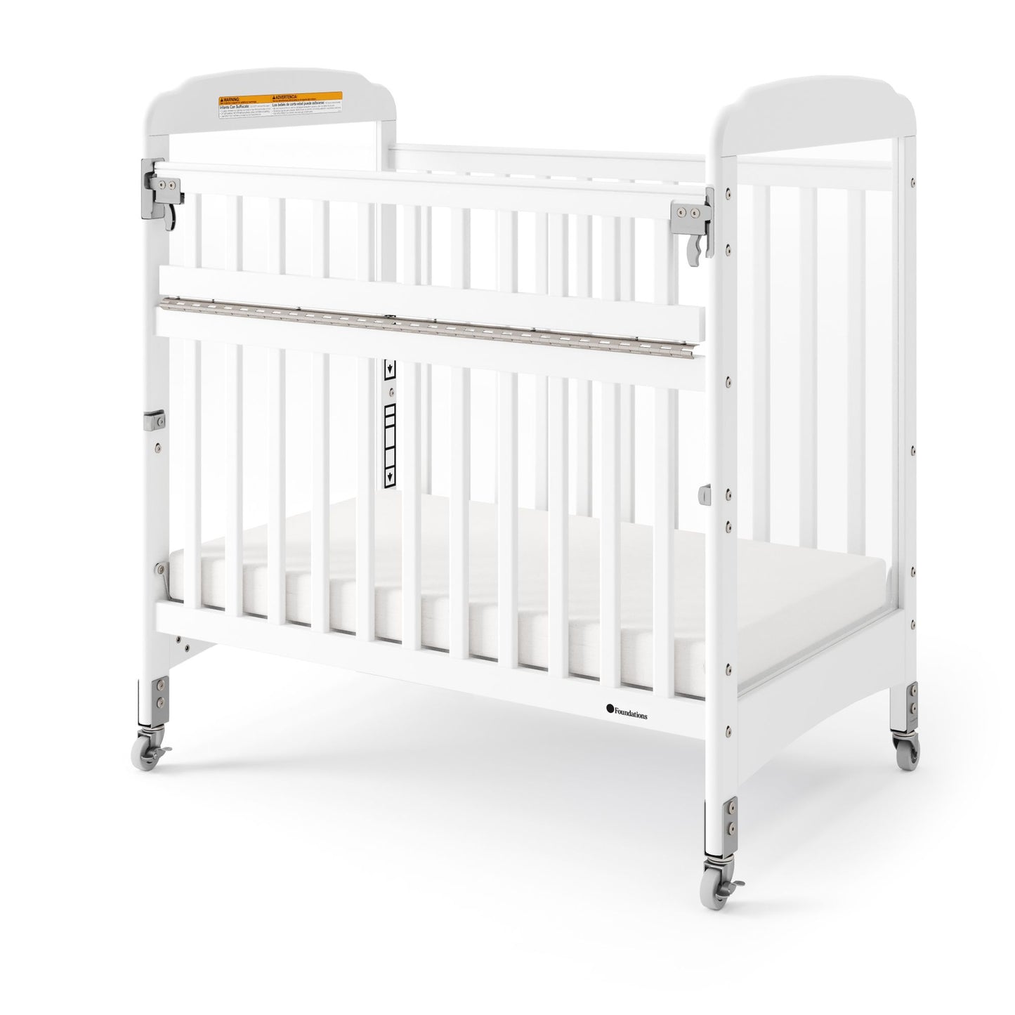 Foundations - Next Gen Serenity SafeReach Side Gate Compact Crib - Clearview (Both Ends) White (FOU-2542120)