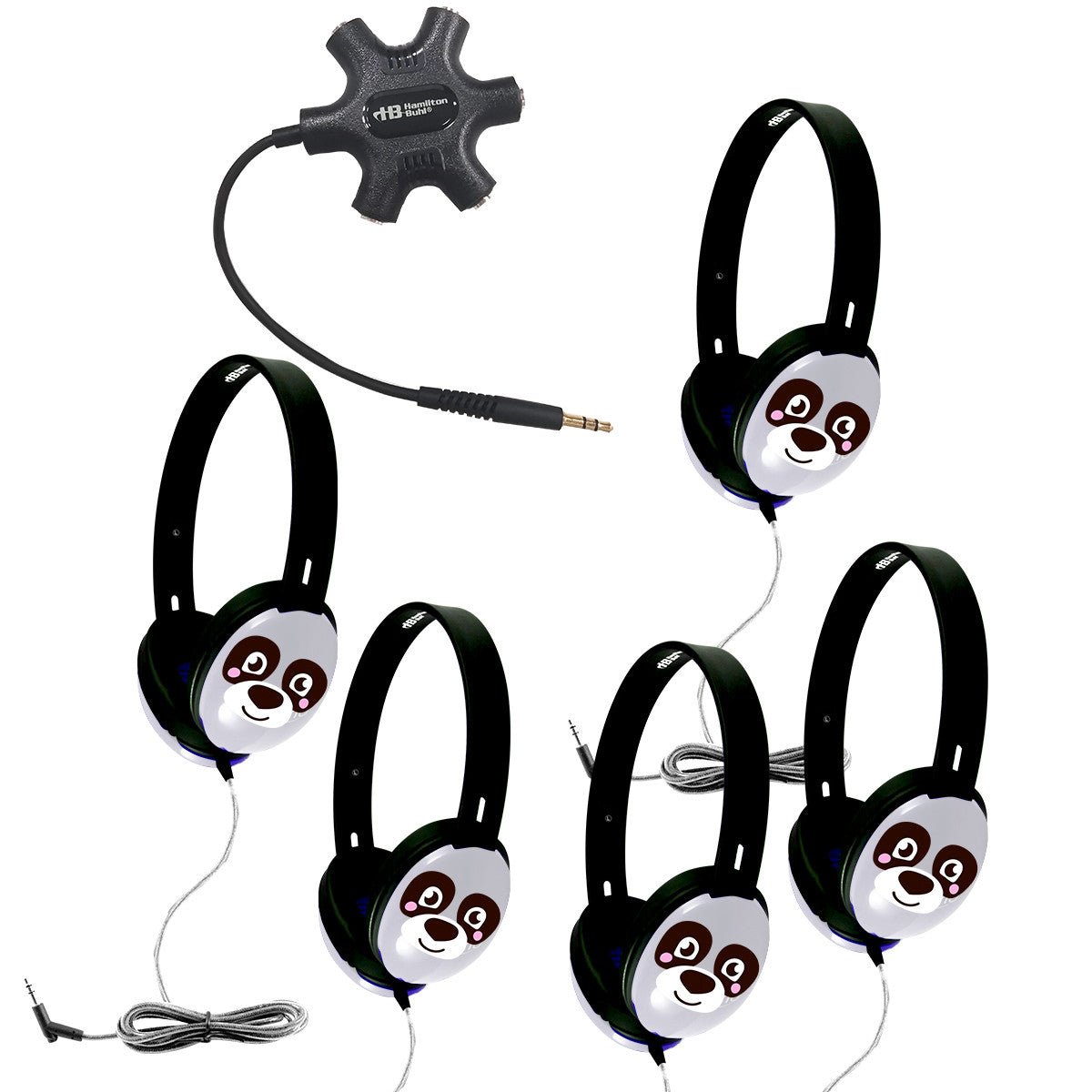 HamiltonBuhl Listening Center with 5 Primo Panda Headphones and Starfish Jackbox (HML - PRMP5JB) - SchoolOutlet