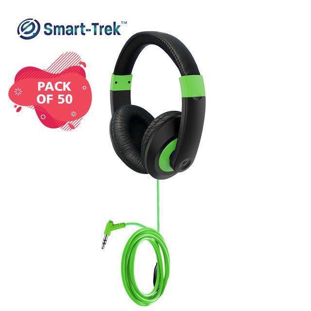 HamiltonBuhl Smart - Trek Deluxe Stereo Headphone with Blue Accents, In - Line Volume Control and 3.5mm TRS Plug - 50 Pack (HML - ST1 - XXX - 50) - SchoolOutlet