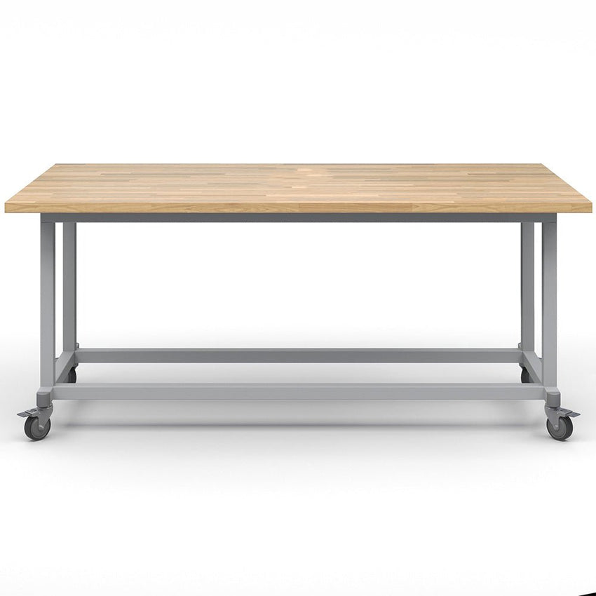 Haskell Education Maker Table with Butcher Block Top, Locking Caster - 36.5"H x 84"W x 42"D (MK1xxxxx - 4284) - SchoolOutlet