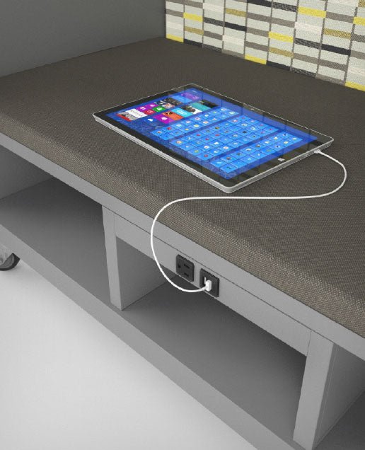 Haskell Education Explorer Series Think Nook, Fabric Seat, Back & Ceiling, Cubby Storage, Magnetic White Board Backing - 47"W x 66"H x 26.5"D (THKNK01) - SchoolOutlet