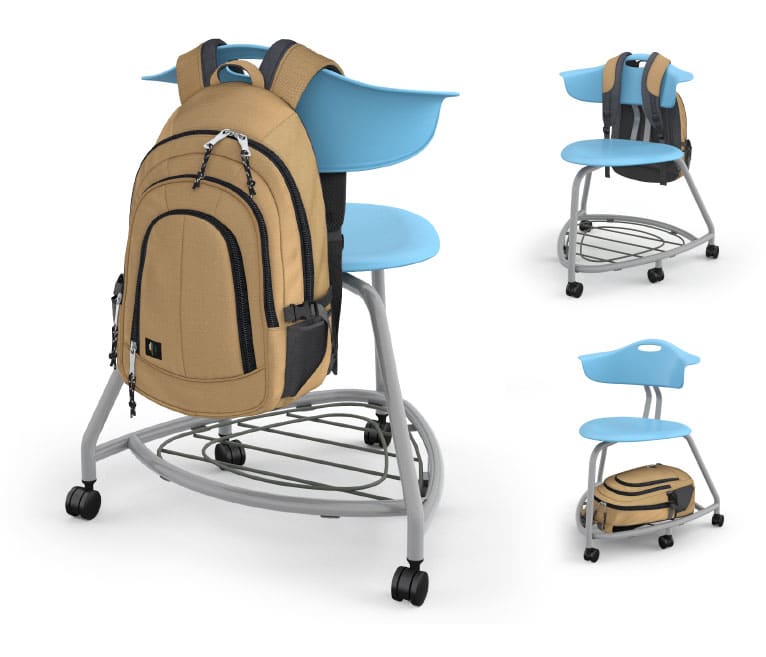 Haskell Education 360 Series Platinum frame Chair with Back and Bookbag Rack 24"H (TS4G1.24PL) - SchoolOutlet