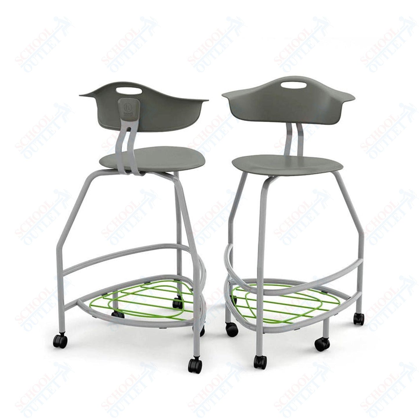 Haskell Education 360 Platinum frame Chair with Back & Bookbag Rack 30"H (TS4X1.30PL) - SchoolOutlet