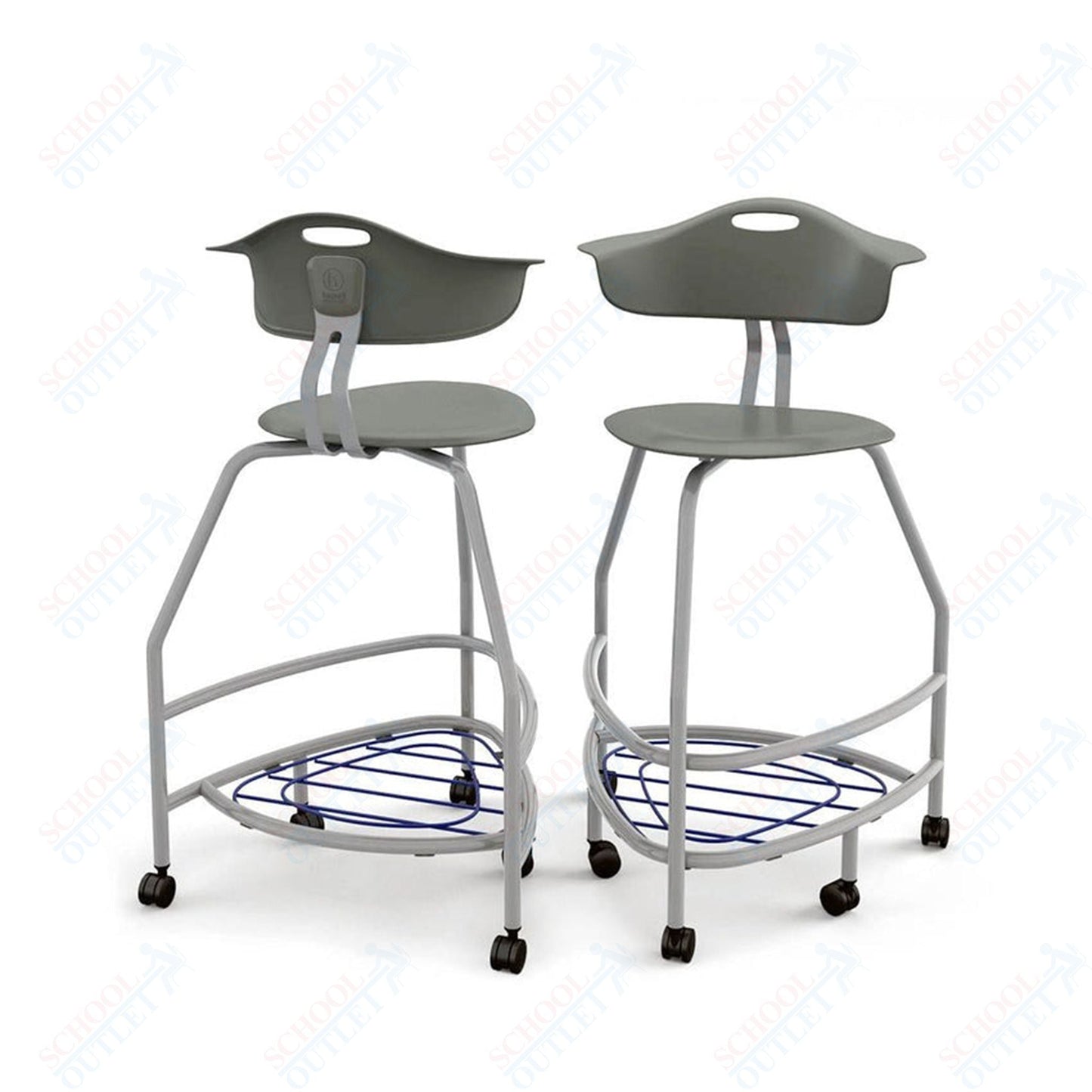 Haskell Education 360 Platinum frame Chair with Back & Bookbag Rack 30"H (TS4X1.30PL) - SchoolOutlet