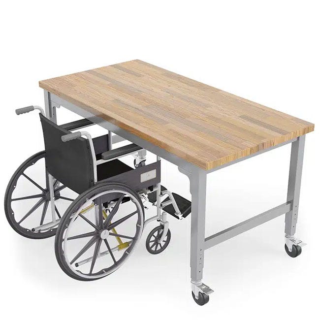 Haskell Education Voyager 30" - 40" Height Adjustable Makerspace Table with Locking Casters - 72"W x 36"D (VY1.3672.P2) - SchoolOutlet