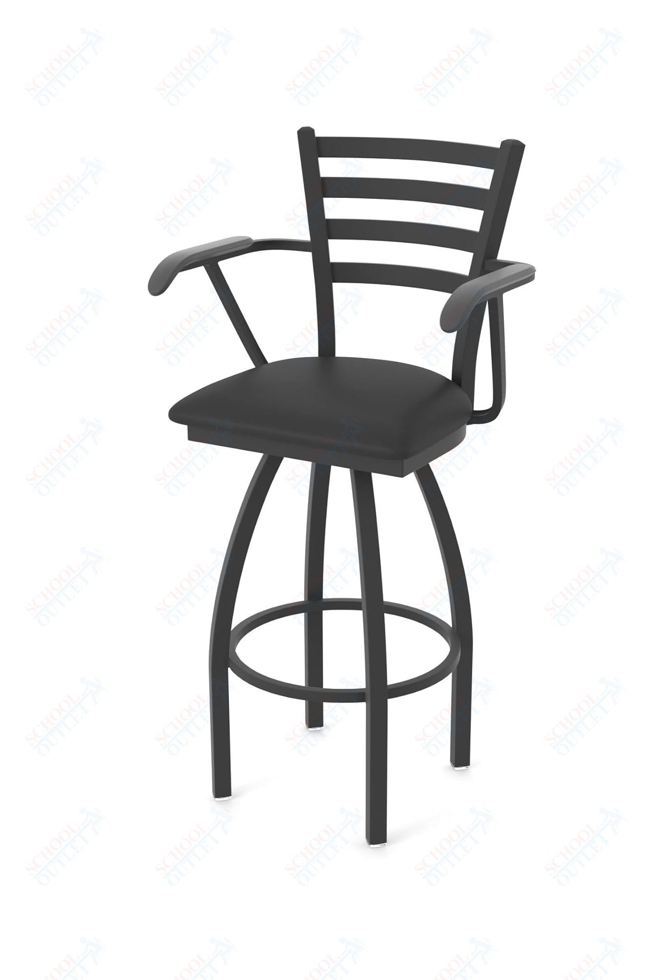 Holland Bar Stool 415 Jackie with Arms Swivel Bar Stool Upholstered Seat 30"H (HBS - 415 - BS - UP - 30H) - SchoolOutlet