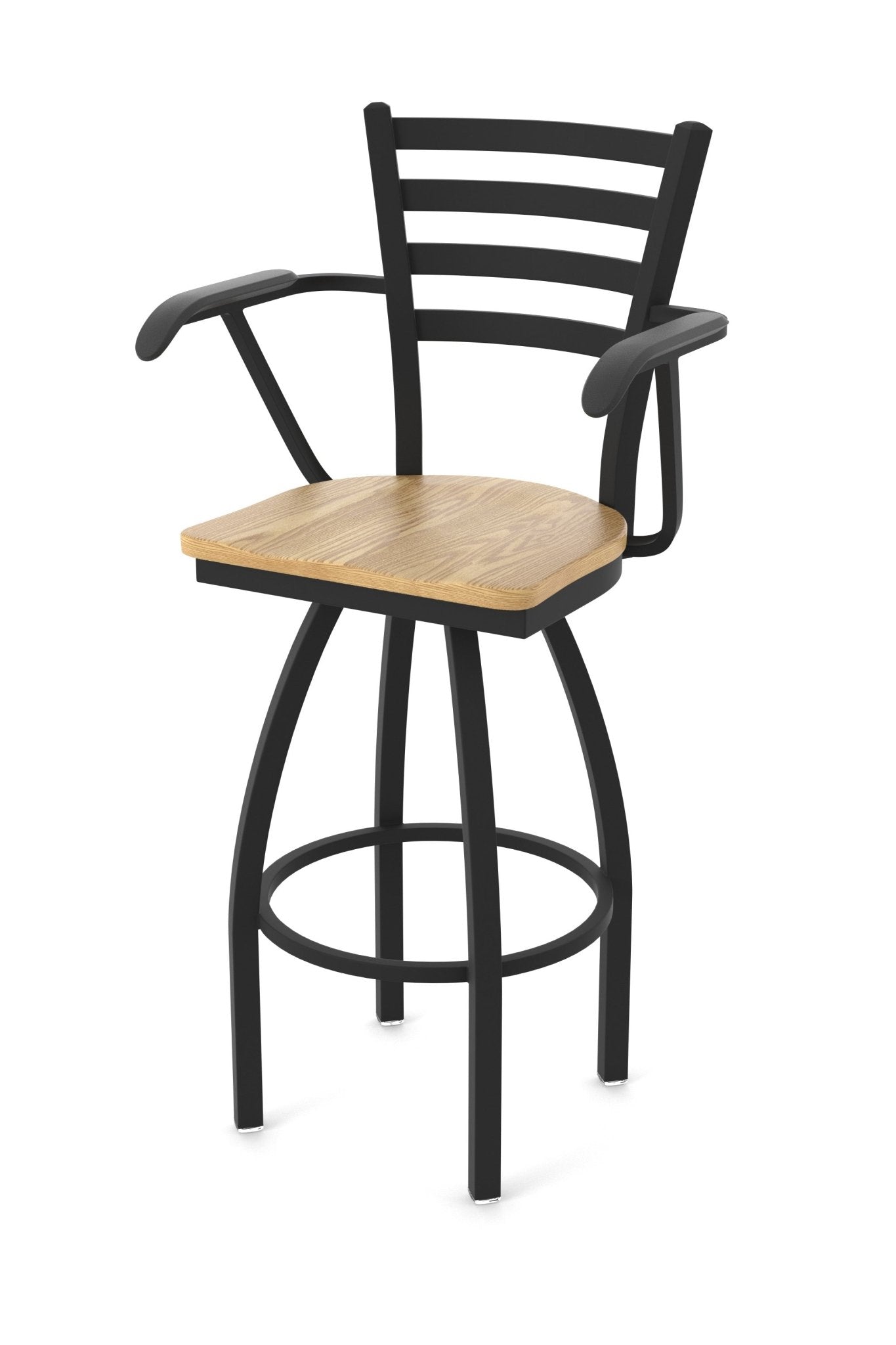 Holland Bar Stool 415 Jackie with Arms Swivel Bar Stool Wooden Seat 36"H (HBS - 415 - BS - WD - 36H) - SchoolOutlet