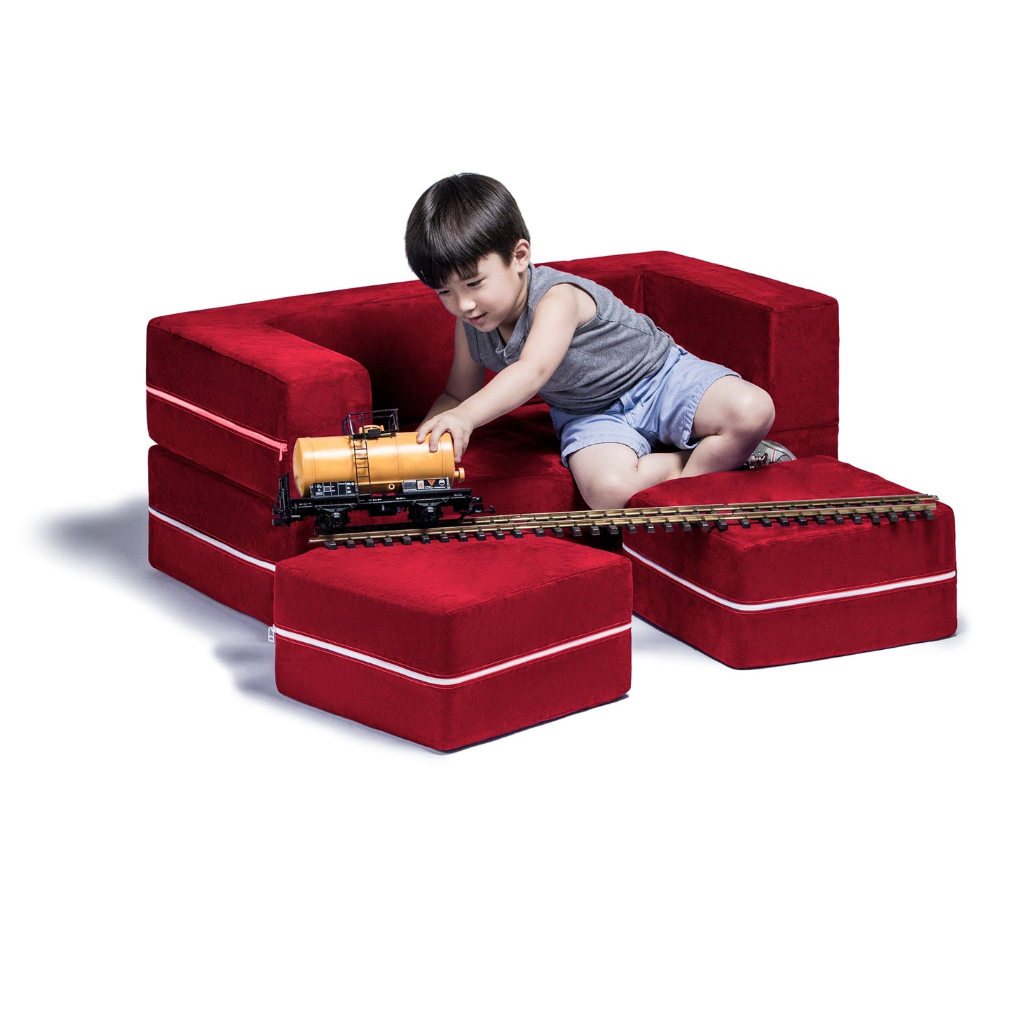 Jaxx Zipline Modular Kids Loveseat & Ottomans (16767) - SchoolOutlet