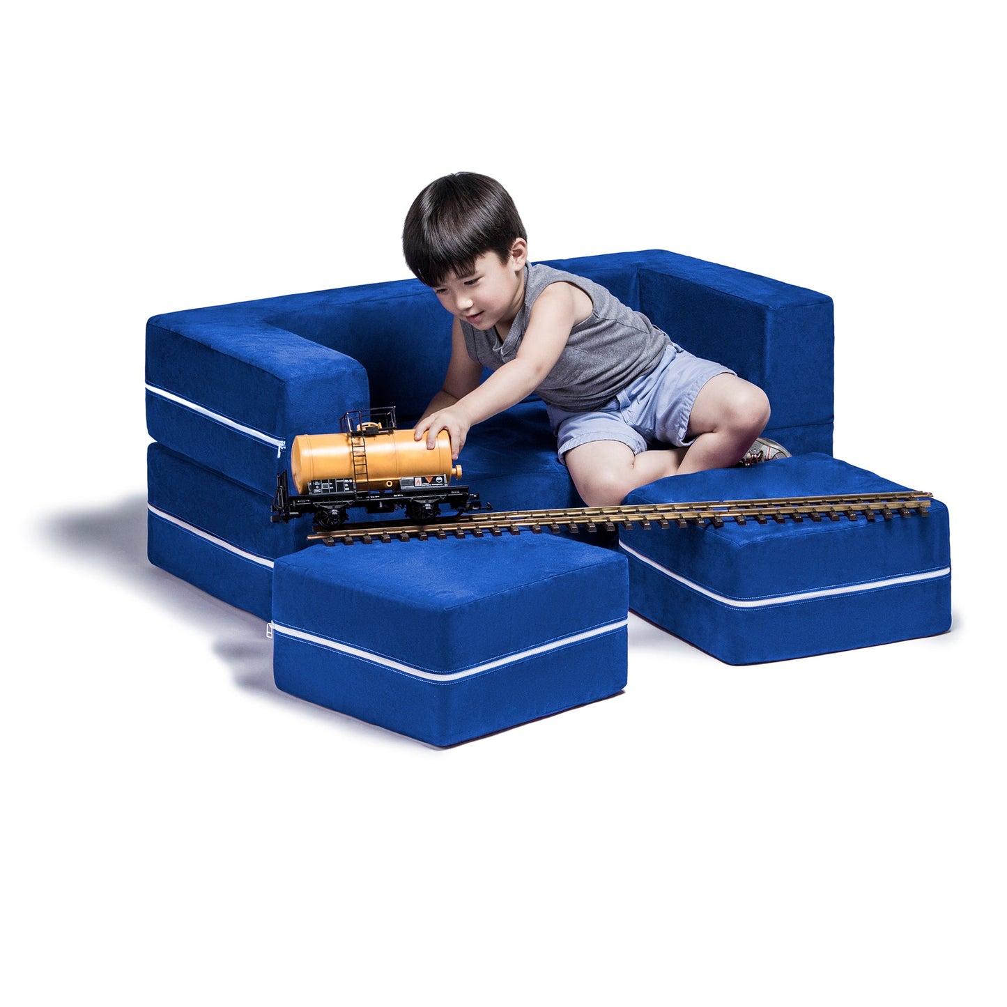 Jaxx Zipline Modular Kids Loveseat & Ottomans (16767) - SchoolOutlet
